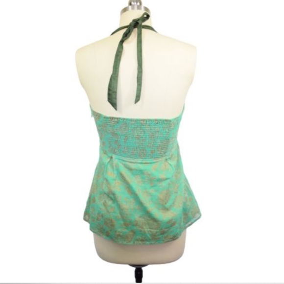 Fei by Anthropologie Green Halter Top Size 4 - Picture 4 of 5